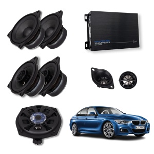 Pachet sistem audio Plug&Play For-X dedicat BMW Basic XQ-40C XQ-402BMW + Amplificator Zapco HB 410 ADSP + Conectica dedicata - Img 1