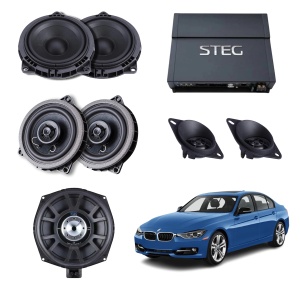 Pachet sistem audio Plug&Play Steg dedicat BMW Hifi BM45C BM4 + Amplificator Steg SDSP 6 + Conectica dedicata - Img 1