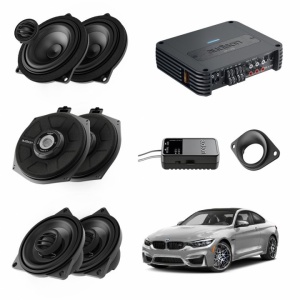 Pachet sistem audio Plug&Play Audison dedicat BMW K4E X4M + Amplificator SR 4.300 520W + Conectica dedicata