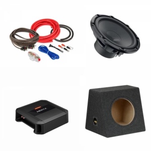 Pachet Subwoofer auto Hertz Cento CS 350W + Amplificator Dieci Power 1.500 + Kit de cabluri complet - Img 1