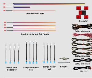 Lumini ambientale dedicate BMW Seria 3 F30 2014-2019, RGB Acrilice 19 in 1 Dinamice cu efect symphony, Control din Aplicatie Bluetooth / Buton