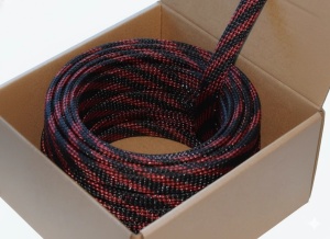 Four Connect 4-NS100M-BR12, Tresa Nylon Protectie Cablu Neagra-Rosie, 12/25 mm, 1 Metru