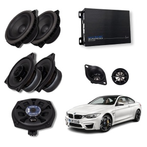 Pachet sistem audio Plug&Play For-X dedicat BMW Basic XQ-45C XQ-402BMW + Amplificator Zapco HB 410 ADSP + Conectica dedicata