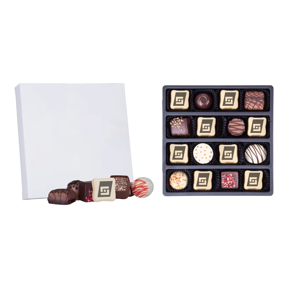 Praline belgiene premium personalizate cu logo prin tehnologie alimentara
