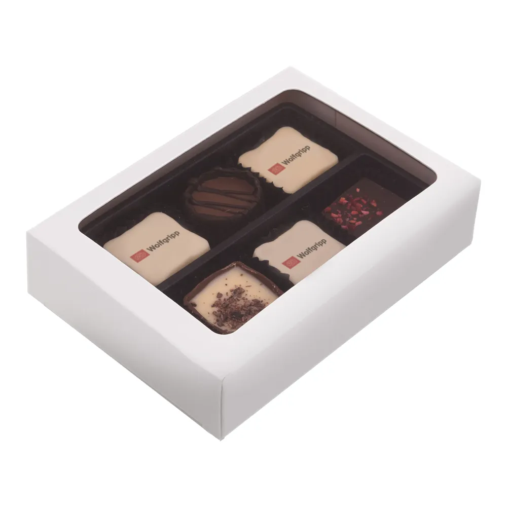 Praline belgiene premium personalizate cu logo prin tehnologie alimentara