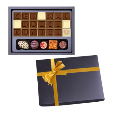 Mesaj de Ciocolată "Cei mai dulci bunici" și 5 Praline Belgiene - Img 2