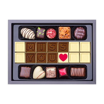 Mesaj de Ciocolată "Miss You" și 10 Praline Belgiene
