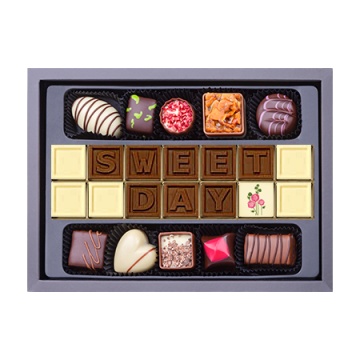 Mesaj de Ciocolată "Sweet Day" și 10 Praline Belgiene