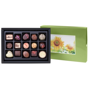Cutie cu praline din ciocolată Postcard Midi Green