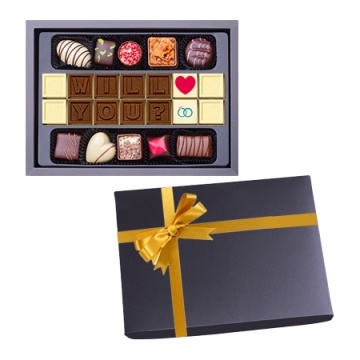 Mesaj de Ciocolată "Will You?" și 10 Praline Belgiene - Img 2