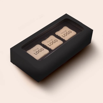 Cutie neagra 3 praline personalizabile cu logo