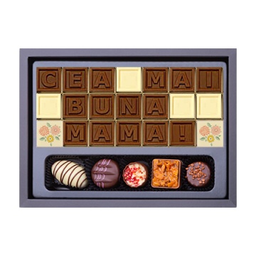 Mesaj de Ciocolată "Cea mai buna mamă" și 5 Praline Belgiene