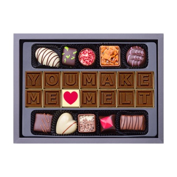 Mesaj de Ciocolată "You Make Me Melt" și 10 Praline Belgiene - Img 1