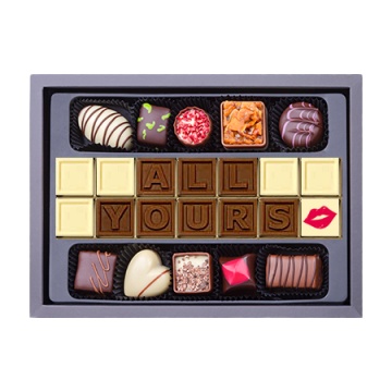 Mesaj de Ciocolată "All Yours" și 10 Praline Belgiene - Img 1