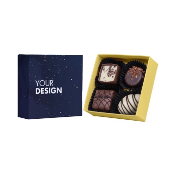 Cutie cu 4 praline belgiene personalizata logo