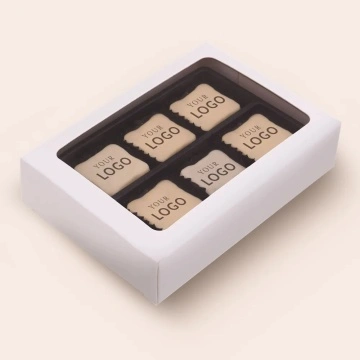 Cutie cu 6 praline belgiene personalizate cu logo