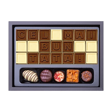 Mesaj de Ciocolată "Cel mai bun tată" și 5 Praline Belgiene - Img 1
