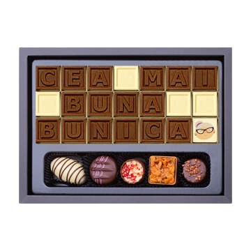 Mesaj din Ciocolată "Cea mai bună bunică" și 5 Praline Belgiene