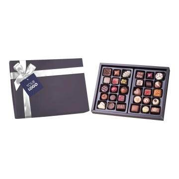 Cutie cu 30 praline belgiene cu panglica personalizata