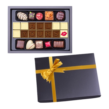 Mesaj de Ciocolată "All Yours" și 10 Praline Belgiene - Img 2