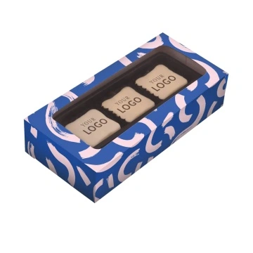 Cutie cu 3 praline personalizabile cu logo si ambalaj personalizat complet