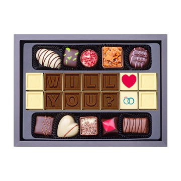 Mesaj de Ciocolată "Will You?" și 10 Praline Belgiene