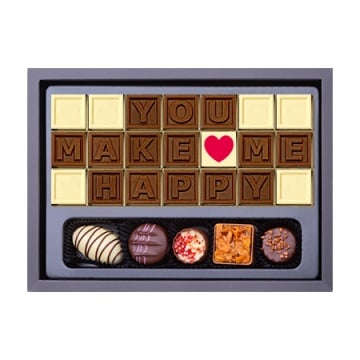 Mesaj de Ciocolată "You Make Me Happy" și 5 Praline Belgiene