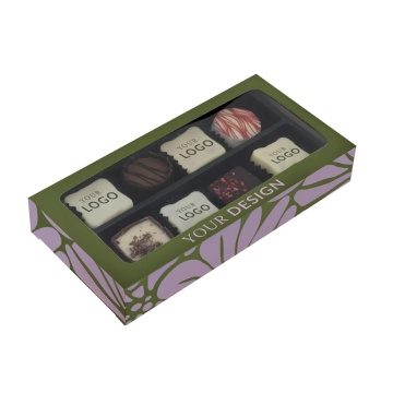 Cutie cu 8 praline belgiene personalizabila cu grafica dorita