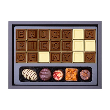 Mesaj de Ciocolată "Enjoy a piece of me" și 5 Praline Belgiene