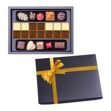 Mesaj de Ciocolată "Te iubesc" și 10 Praline Belgiene - Img 2