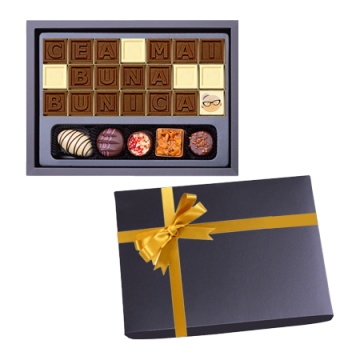 Mesaj din Ciocolată "Cea mai bună bunică" și 5 Praline Belgiene - Img 2