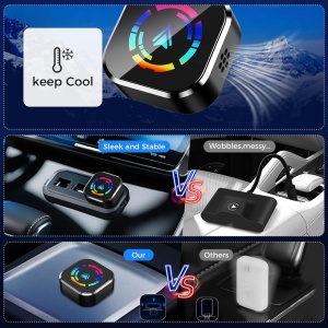 Apple CarPlay és Android Auto 2 az 1-ben vezeték nélküli adapter Techstar M17+, USB/USBC Plug & Play, Wi-Fi 5.8GHz + Bluetooth, Mini Compact, Auto Connect, LED üveggel - Img 8