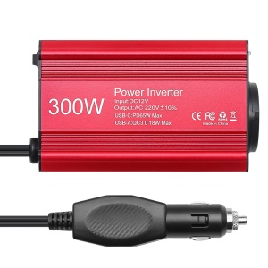 Invertor 12V–220V cu cablu de alimentare inclus – vedere frontală