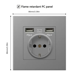 Priza de perete gri cu 2 porturi USB Techstar TS-PC