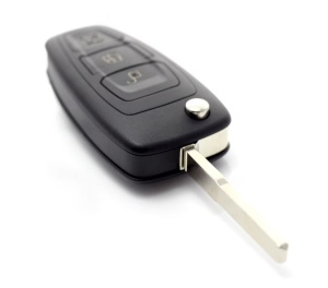 Carcasa cheie Ford tip briceag 3 butoane compatibila Mondeo Focus S-Max Galaxy C-Max Transit Connect – vedere frontala cu lama deschisa