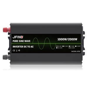 Vedere de sus invertor auto JFIND cu mufe si LCD
