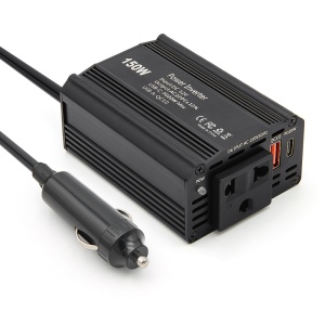 Techstar® 150 W autós tápfeszültség inverter - 12 V DC és 220 V AC, USB-C és USB-A portokkal a gyors töltéshez