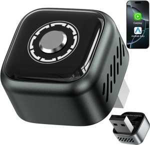 Techstar® B12 vezeték nélküli CarPlay és Android Auto 2 az 1-ben adapter, USB Compact, Bluetooth 5.3 + Wi-Fi 5.8GHz (5G), Plug & Play, vezérlő/visszaállító gomb + LED, automatikus csatlakoztatás