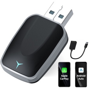 Techstar® M17 vezeték nélküli 2 az 1-ben Apple CarPlay és Android Auto adapter - USB/USB-C (adapterrel együtt), Wi-Fi 5.8GHz + Bluetooth, Plug & Play, Mini kompakt, Mini Compact