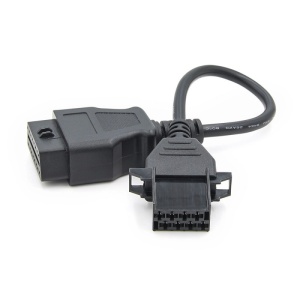 Cablu adaptor Volvo 8 pini, mufă rotundă și conector OBD2, vedere generală