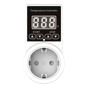 Techstar® programozható aljzat, digitális időzítő, 240V, 10A, idő/hőmérséklet, termosztát, hőmérséklet érzékelő, üvegházhoz, terráriumhoz, akváriumhoz, csíráztatáshoz, fűtéshez, fehér