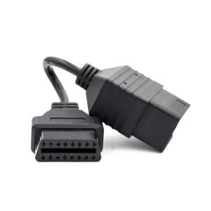 Cablu scurt adaptor Toyota 17 pini la OBD2, detaliu conectori negri