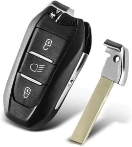Techstar autókulcs-héj 3 gombbal, kompatibilis a Peugeot 308, 408, 508, 3008, 5008, Citroen C3, C4, DS modellekkel