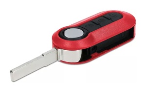 Carcasa cheie auto tip briceag Techstar pentru Fiat Citroen Peugeot 3 butoane compatibila modele 500 Panda Ducato vedere ansamblu cu lama si interior