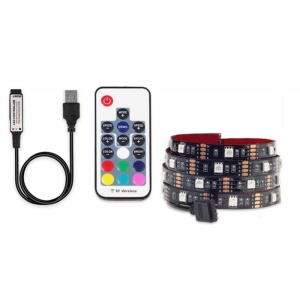 Techstar LED Szalag, Többszínű, USB, 5050 RGB, Rugalmasan díszített külső belső, 1M vízálló távirányítóval