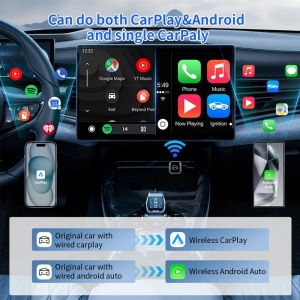 Techstar M5 2 az 1-ben vezeték nélküli CarPlay és Android Auto adapter, USB Mini, BT + Wi-Fi 5GHz, kapcsoló/visszaállító gomb, automatikus újracsatlakozás, Plug & Play - Img 7