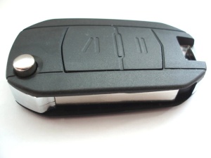 Carcasa cheie auto Techstar transformatoare upgrade flip 2 butoane cu lama HU100 compatibila Opel Corsa Astra Meriva Zafira vedere laterala cu butoane