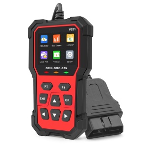 Techstar V521 többmárkás diagnosztikai teszter, OBD2 EOBD CAN szkenner, több mint 4000 hibakód kiolvasása, ARM 32 bites Cortex-M3 fekete/piros