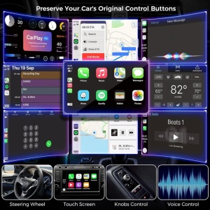 Apple CarPlay és Android Auto 2 az 1-ben vezeték nélküli adapter Techstar M17+, USB/USBC Plug & Play, Wi-Fi 5.8GHz + Bluetooth, Mini Compact, Auto Connect, LED üveggel - Img 5