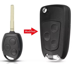 Autókulcs ház Techstar autókulcs átalakító készlet kompatibilis Ford Focus/Mondeo/Fiesta/Transit, 3 gomb, HU101 penge, fekete - elektronika nélkül